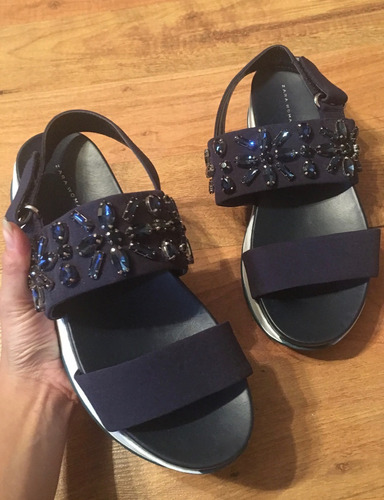 Zapatos Sandalias Plataformas Zara Woman Azul Cristales!!