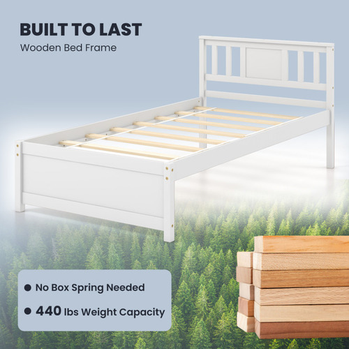 Base De Cama De Madera Gpl Con Cabecera Blanca