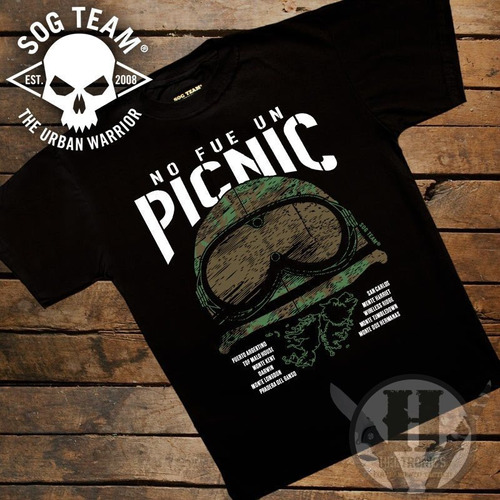 Remera Tactica Negra No Fue Un Picnic 2021 Sog Team Malvinas