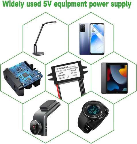 Convertidor De Adaptador De Corriente Yipin Hexha Dc12v/24v