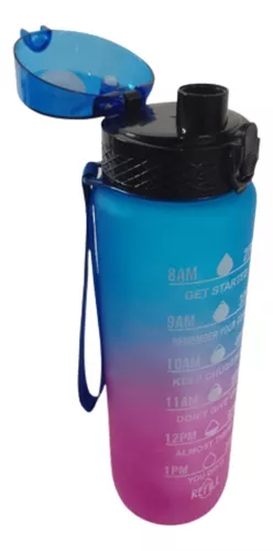 Botella De Agua Motivacional Botella Termo Deportiva 1 Litro Color  Verde-azul