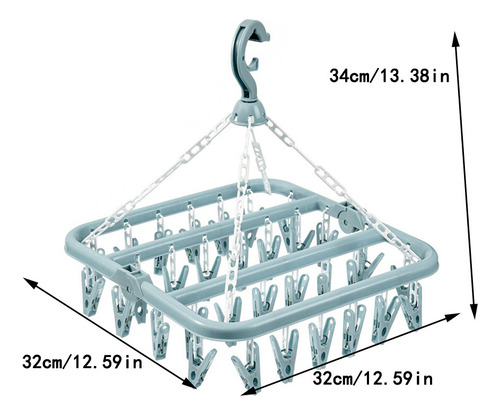 . Percha Plegable Multifuncional, 32 Clips