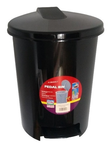 Papelera Cesto Pedal Bin De 12 Lts. Alfa Hogar Color Negro