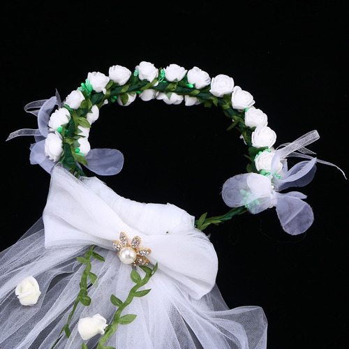 Imagen 3 de 8 de Boda Velos De Novia Con Corona Floral Tocado Blanco Wedd