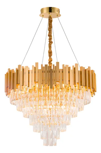 comprar Luminária Pendente Lustre Luxuoso Dourado e Cristais Vana Sindora inl106