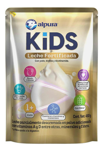 Leche En Polvo Alpura Kids 480g Fortificada