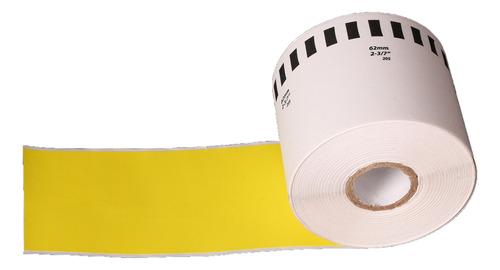 7 Rollo Continuo Amarillo 62mm Y 3pzs Blanco De 62mm