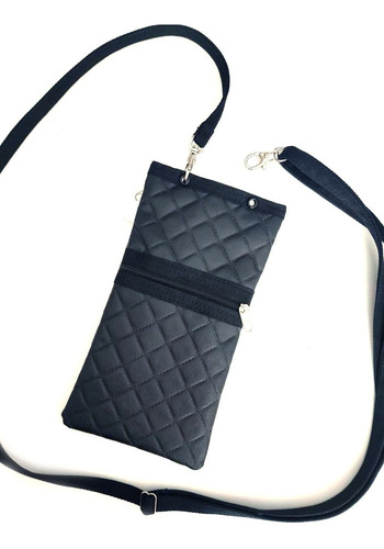 Porta Celular Com Visor Bolsinho Fecho Zíper Alça Removível