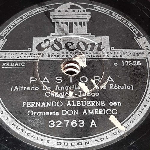Pasta Fernando Albuerne Orquesta Don Americo Odeon C313