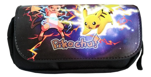 Estuche Escolar Pokemon Doble Bolsillo Raichu Pikachu