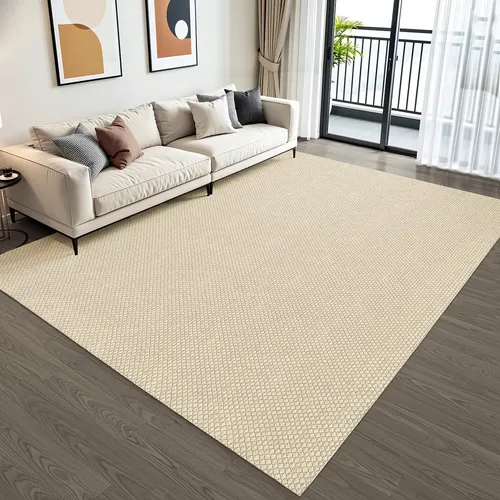 Tapete Sisal Sintético Com Algodão Grande Antiderrapante Lavável Bege Natural De Tear 3 M 2 M Caramelo