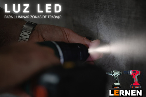 Kit Taladro Destornillador Inalámbrico 21v + 2 Baterías Color Gris
