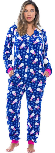 Pijama Navideña De Polar Con Gorro Muy Original Para Adulto