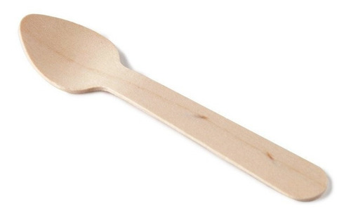 100 Cucharitas De Madera De Bambu Descartables 10cms