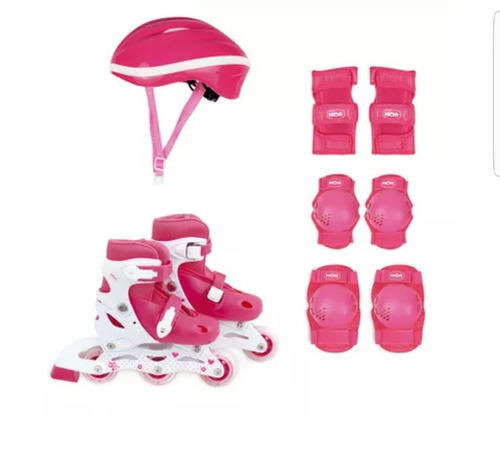 Kit Roller Infantil Capacete Luva Joelheira Cotov. 30-33 Mor