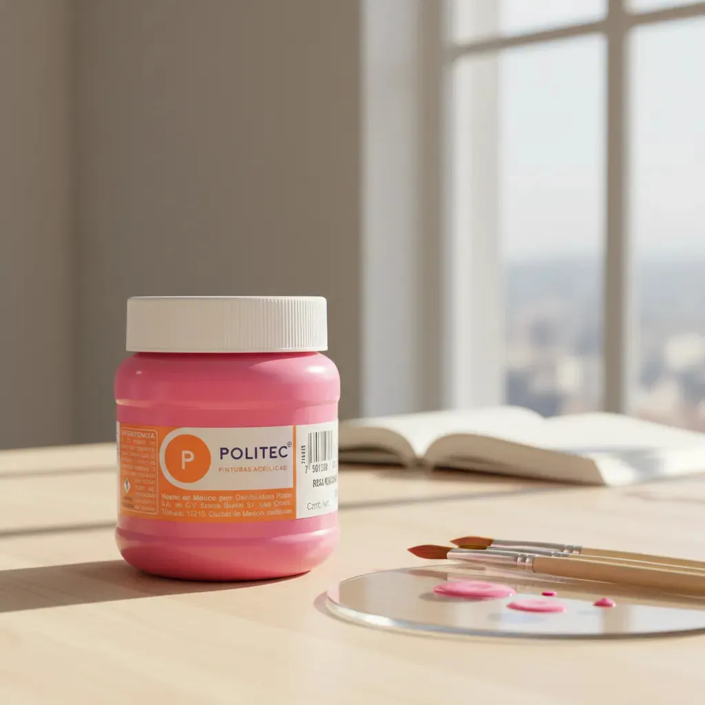 Pintura Acrílica Politec 250 ml Rosa Mexicano Mate para Madera y Tela