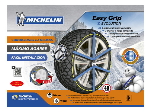 Cadena Para Nieve Tela Red Easy Grip Evo 10 Michelin Evo10