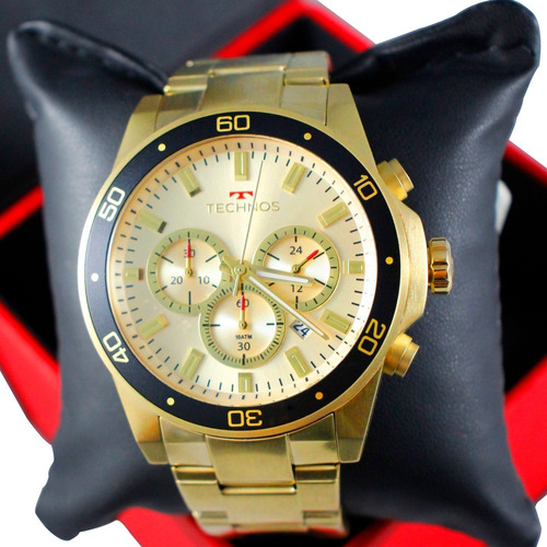 Relógio Technos Masculino Dourado Cronografo 