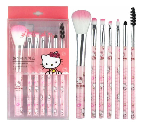 Set 7 Brochas De Maquillaje Pinceles Hello Kitty