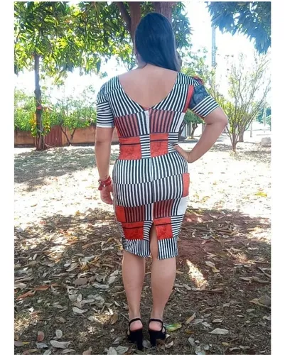 Vestido Midi Tubinho Social Suplex Digital Roupa Feminina
