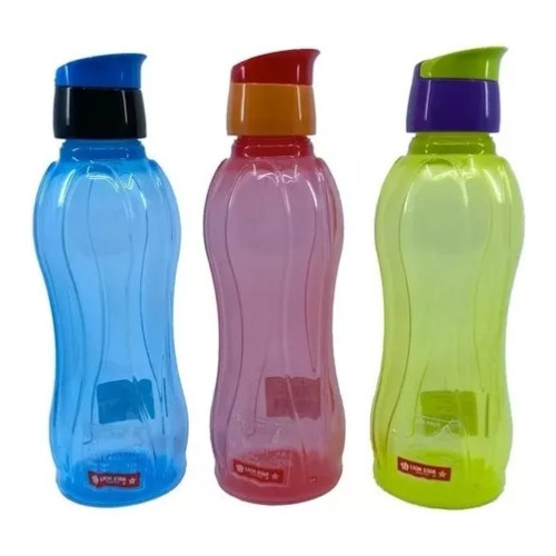 Paquete 3 Botellas Agua Colores Plastico Resistente 500 Ml 