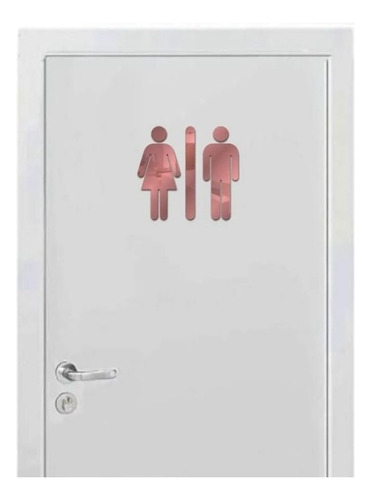 Placa De Sinalização Indicativa Banheiro Acrílico Espelhado Cor Da Moldura Vermelho