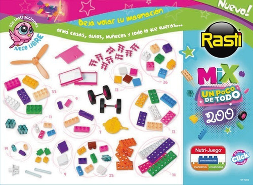 Bloques para armar Rasti Mix 01-1058 200 piezas en caja