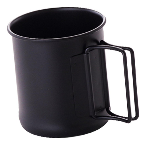 Taza De Camping Mango Plegable De Metal Acero Negro L