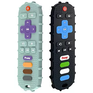 2 Pack Silicone Remote Teething Toys For Baby 6+ Month...