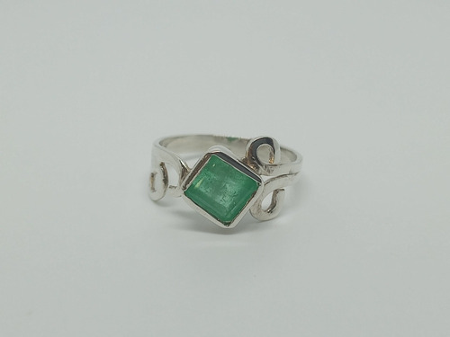 Anillo Mujer Plata Esmeralda Natural