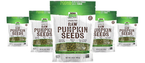 Sementes Abóbora Now Foods Pumpkin Seeds Sem Sal 454g 5un