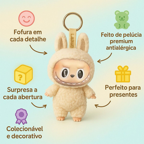 Labubu Pelúcia Pop Monstros Chaveiro Colecionável Surpresa