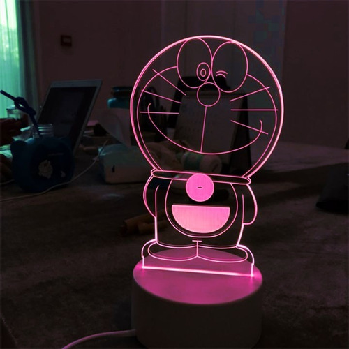 Lampara 3d Led Doraemon Gato Anime Illusion 7 Colores