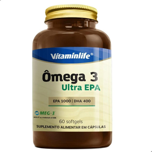 Ômega 3 Ultra Epa 1000 Dha 400 60 Softgels Vitaminlife Sabor Natural