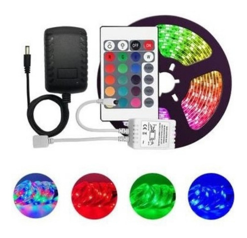 Rollo de cinta LED de colores Rgb 3528 de 5 m con luz de control económica, color RGB, voltaje de funcionamiento 12 V, voltaje 110 V/220 V