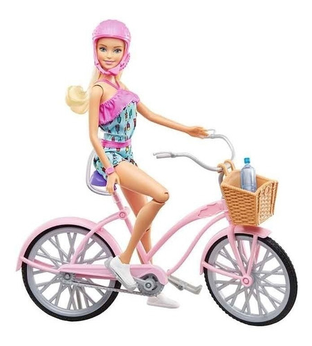 Barbie, Set De Juego, Bicicleta Con Muñeca, Para Niñas De 3