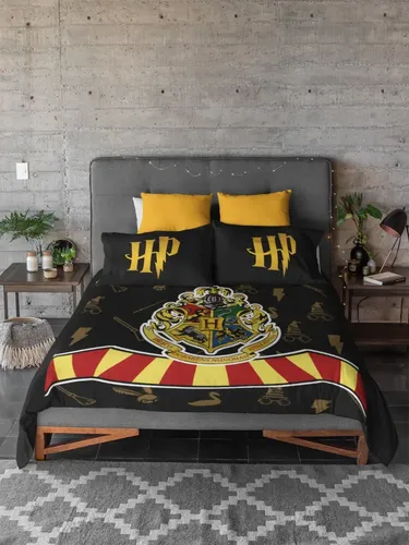 Jogo De Lençol Casal Harry Potter Clássico 3 Pçs Geek Lindo