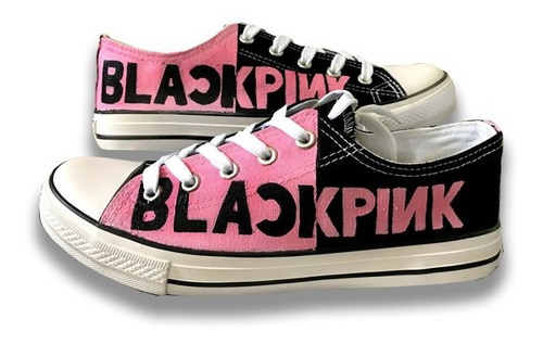 Tenis Pintado A Mano Black Pink Personalizados 01