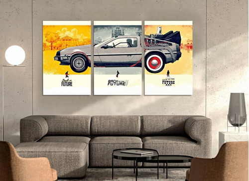 Cuadros Tripticos Modernos Delorean De 80 X 150 Cm