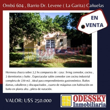 Chacra En Venta ! Ombú 604 , Barrio Dr. Levene ( La Garita) Cañuelas