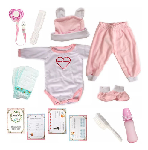 Cegonha Reborn Dolls Boneca Bebê Reborn 100% Silicone 23 Itens Bolsa Maternidade
