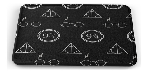 Tapete Harry Potter Simbolos Fondonegro Baño Lavable 40x60cm