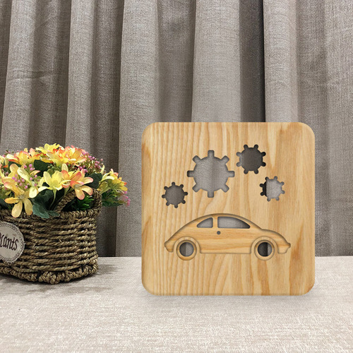 Luz De Escritorio Usb Led De Madera Con Luz Nocturna