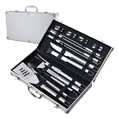 Set Asado Kit 19 Piezas 17 Estuche Aluminio Parrilla Asador