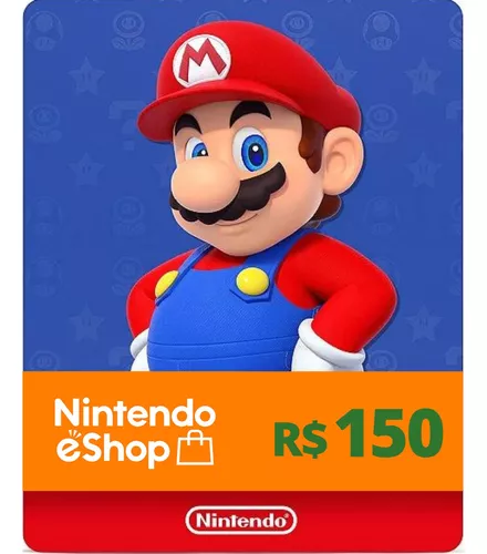 Cartão Nintendo Switch 3ds Wii U Eshop Brasil R$ 150 Reais