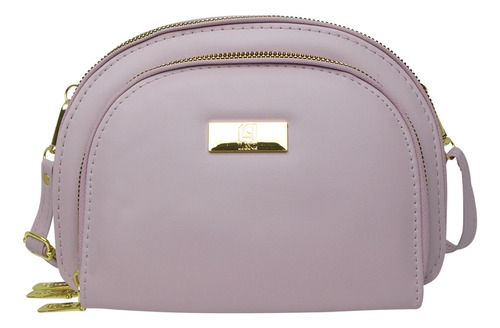 Bolso Bandolero 3 Compartimentos Cartera-b6112-lila