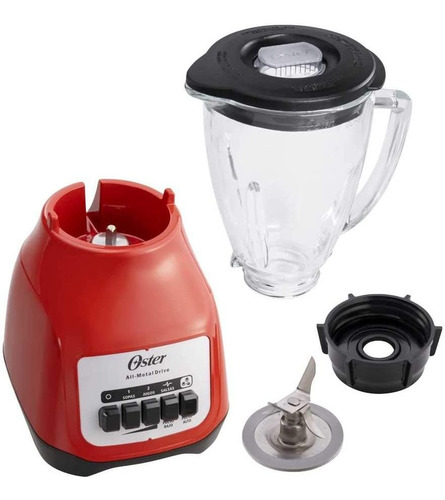 Licuadora 2 Vel + 2 Pulso Vaso Vidrio Roja Oster Blstkagrpb