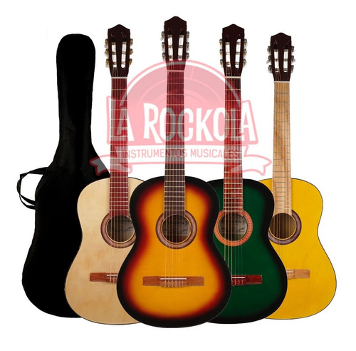Imagen 3 de 4 de Guitarra Criolla De Estudio Varios Colores Con Funda Oferta!