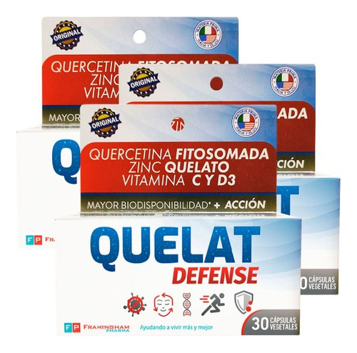 Pack X3 Unididades Quelat Defense X30 Cápsulas