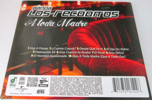 Banda Los Recoditos - A Toda Madre Cd (Usado)